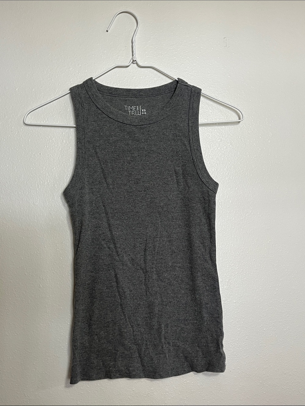 Time and Tru Heather Gray Ribbed Tank Top